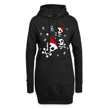 Crâne de père noël crânes de père noël - Sweat-shirt à capuche long Femme - noir - Devant
