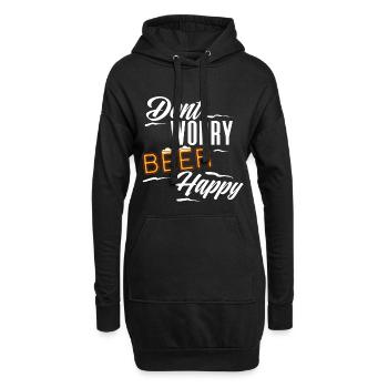 Bière bière - Sweat-shirt à capuche long Femme - noir - Devant