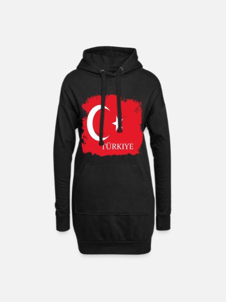 Drapeau turc sur les vêtements Drapeau turc Türkiye - Sweat-shirt à capuche long Femme - noir