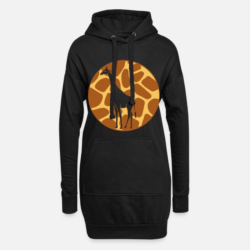 Giraffe - Hoodie-Kleid - Schwarz