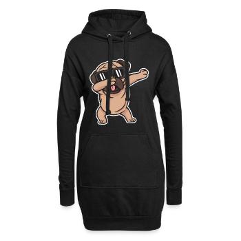 Dab Dabbing Pug Dog Chien Danse Tendance Tendance - Sweat-shirt à capuche long Femme - noir - Devant