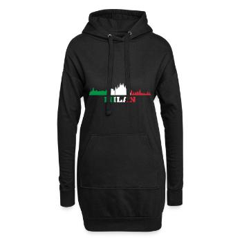 Mailänder Stadt Skyline Italien Wahrzeichen, Mailand Italien - Hoodie-Kleid - Schwarz - Vorne