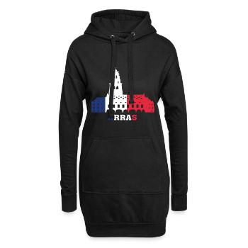 Arras City Skyline Frankreich Landmark Map - Hoodie-Kleid - Schwarz - Vorne
