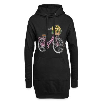 Tournesol à vélo féminin - Sweat-shirt à capuche long Femme - noir - Devant