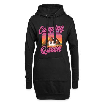 Camping Queen - Sweat-shirt à capuche long Femme - noir - Devant
