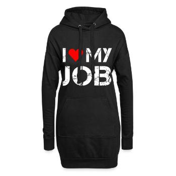 J'adore mon travail - Sweat-shirt à capuche long Femme - noir - Devant