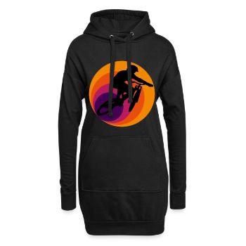Vélo de montagne de descente rétro - Sweat-shirt à capuche long Femme - noir - Devant