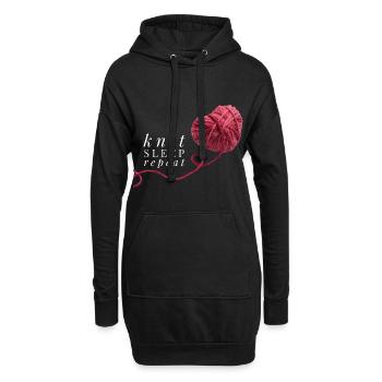 Knit Sleep Repeat rotes Herz Wolle zum Stricken - Hoodie-Kleid - Schwarz - Vorne
