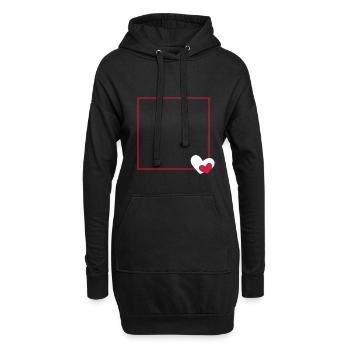Ligne d'ornement de cadre coeur personnalisable - Sweat-shirt à capuche long Femme - noir - Devant
