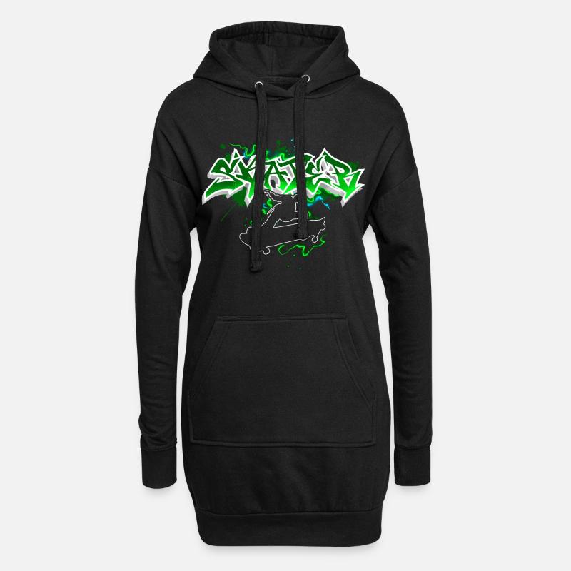 Skater Graffiti - Hoodie-Kleid - Schwarz