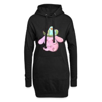 T-shirt Lapin et Perroquet – T-shirt Maman Animal Drôle - Sweat-shirt à capuche long Femme - noir - Devant
