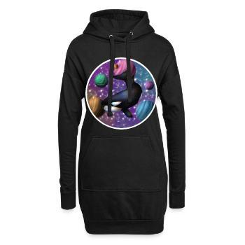 orque dans l’espace - Sweat-shirt à capuche long Femme - noir - Devant