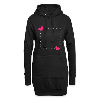 Herz Rahmen Ornament Linie - Hoodie-Kleid - Schwarz - Vorne