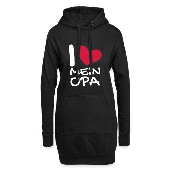 Ich liebe mein Opa - Hoodie-Kleid - Schwarz - Vorne
