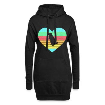 Maus Herz Design mit Regenbogen / Geschenk - Hoodie-Kleid - Schwarz - Vorne