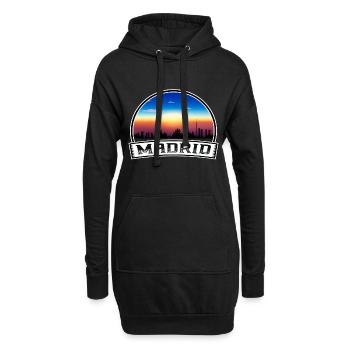Madrid Espagne Skyline Vintage Sunset Voyage Souveni - Sweat-shirt à capuche long Femme - noir - Devant