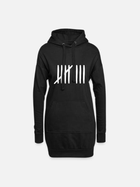 8 Geburtstag Strichliste - 8 Jahre alt - Hoodie-Kleid - Schwarz