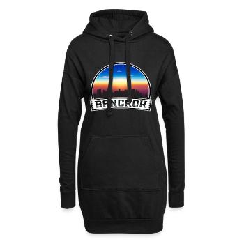 Bangkok Thaïlande Skyline Vintage Sunset Travel Sou - Sweat-shirt à capuche long Femme - noir - Devant