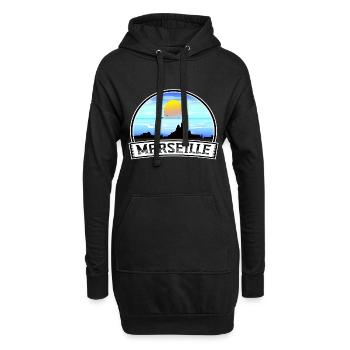 Marseille Frankreich Skyline Vintage Sonnenuntergang Reise Sou - Hoodie-Kleid - Schwarz - Vorne