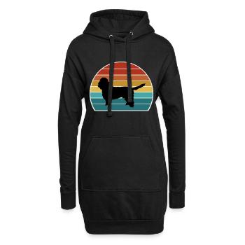 Basset Griffon Vendeen Petit Dog Silhouette Vintag - Hoodie-Kleid - Schwarz - Vorne