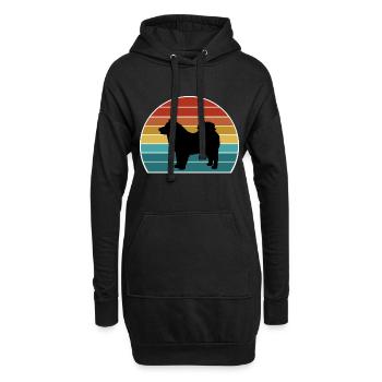 Eurasier Dog Silhouette Vintage Sonnenuntergang für Hund Lov - Hoodie-Kleid - Schwarz - Vorne