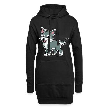 Wolf Cartoon Illustration Kawaii für Kinder - Hoodie-Kleid - Schwarz - Vorne