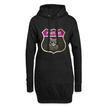 Motif écusson pirate de chat - Sweat-shirt à capuche long Femme - noir - Devant