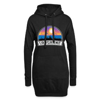 Lausanne Suisse Skyline Vintage Sunset Travel - Sweat-shirt à capuche long Femme - noir - Devant
