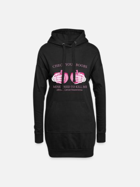 Check Your Boobs Breast Cancer Pumpkin - Hoodie Dress - black