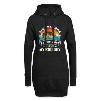 Angeln Zitat Angeln Sie schluckt jedes Mal - Hoodie-Kleid - Schwarz - Vorne