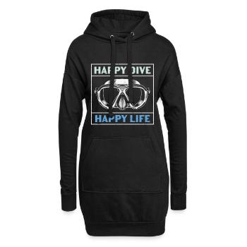 Citation plongée sous-marine Happy Dive Happy Life Scuba Div - Sweat-shirt à capuche long Femme - noir - Devant