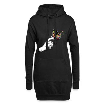 Sensibilisation à l’autisme des papillons - Sweat-shirt à capuche long Femme - noir - Devant