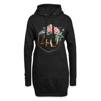 40 ans anniversaire Or 40e anniversaire Gold Graphiques - Sweat-shirt à capuche long Femme - noir - Devant
