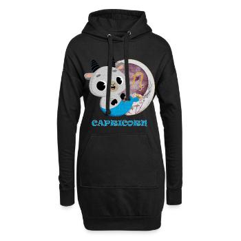 Sternzeichen Steinbock - Hoodie-Kleid - Schwarz - Vorne