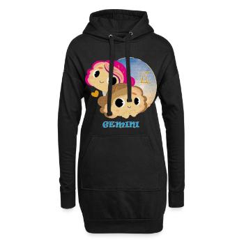 Sternzeichen Zwillinge - Hoodie-Kleid - Schwarz - Vorne