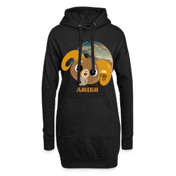 Sternzeichen WIDDER - Hoodie-Kleid - Schwarz - Vorne