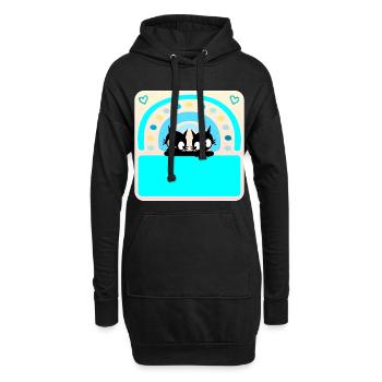 Katzen Namensschild - Hoodie-Kleid - Schwarz - Vorne