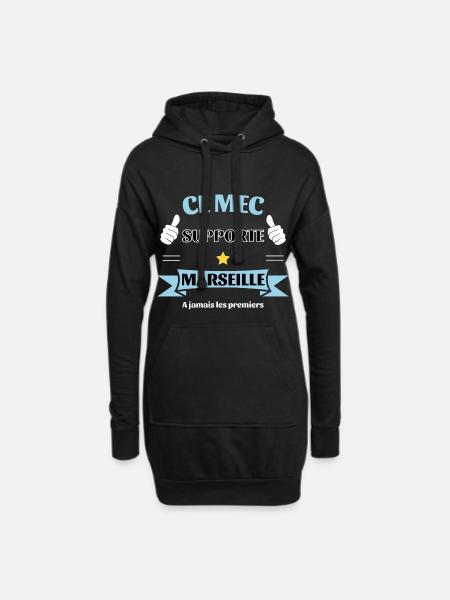 Ce mec supporte Marseille - Sweat-shirt à capuche long Femme - noir