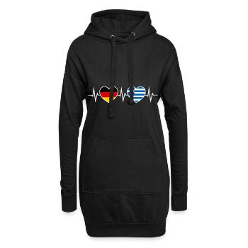 Deutsch-Grieche Deutsch Griechisch Zwei Herzen EKG - Hoodie-Kleid - Schwarz - Vorne