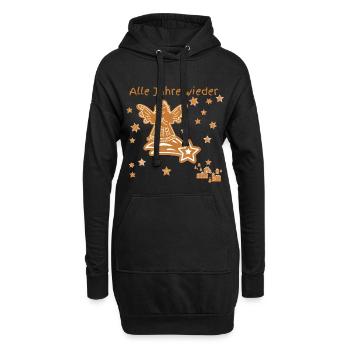 Christkind surft auf Weihnachtsstern zur Erde - Hoodie-Kleid - Schwarz - Vorne