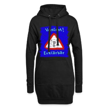 Vorsicht Erklärbär - Hoodie-Kleid - Schwarz - Vorne