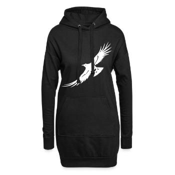 Fliegender Rabe - Hoodie-Kleid - Schwarz - Vorne
