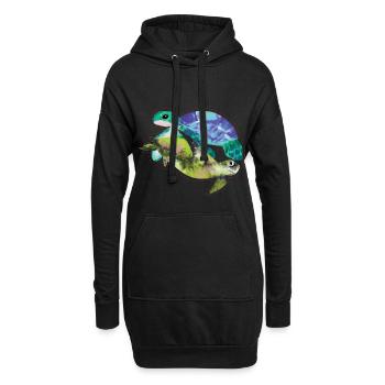 Aquarell Leitfähige Tropfen Schildkröte - Hoodie-Kleid - Schwarz - Vorne