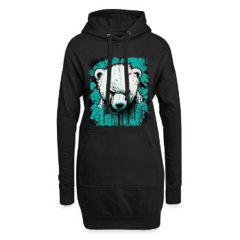 Ours polaire en colère - Sweat-shirt à capuche long Femme - noir - Devant