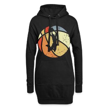 Ballon de basket vintage - Sweat-shirt à capuche long Femme - noir - Devant