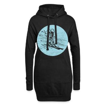 Ski - Skiurlaub und Ski fahren Retro - Hoodie-Kleid - Schwarz - Vorne
