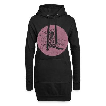 Ski - Skiurlaub und Ski fahren Retro - Hoodie-Kleid - Schwarz - Vorne