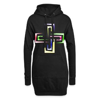 Prisme néon encadre le logo abstrait - Sweat-shirt à capuche long Femme - noir - Devant