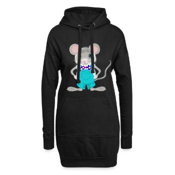 Niedliche und elegante - Hoodie-Kleid - Schwarz - Vorne