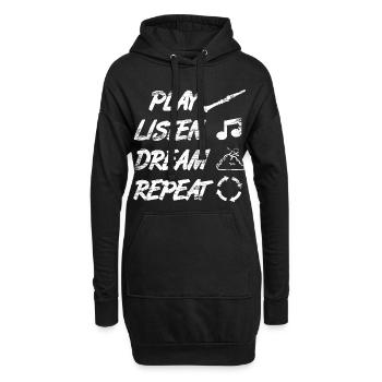 Jouer, écouter, rêver, répéter - Sweat-shirt à capuche long Femme - noir - Devant